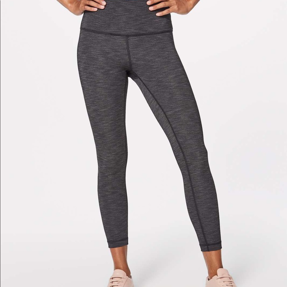 Lululemon High Rise Wunder Under 31” Leggings Size 6, Heather Black